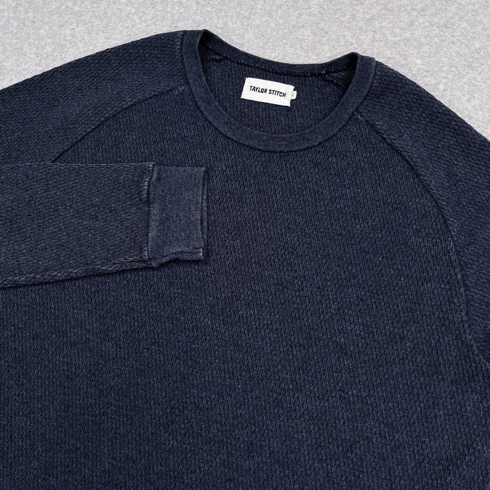 Taylor Stitch Heavy Bag Waffle Sweater Mens 42 Large Navy Thermal Crew Huckberry